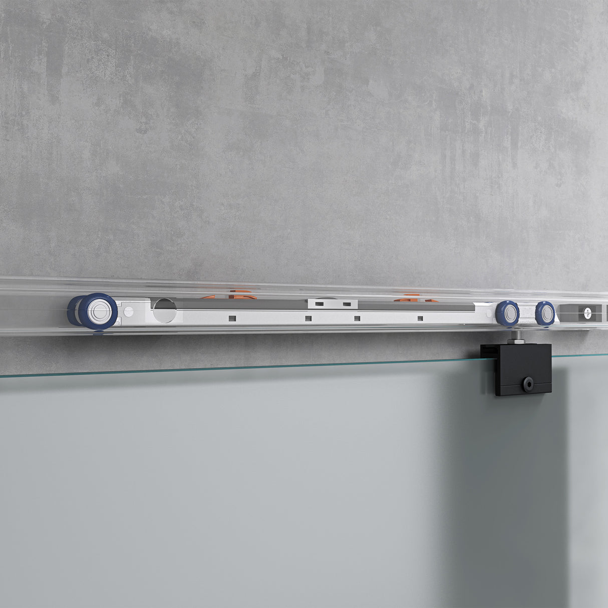 glasvilla Glasschiebetür komplettset, Griffart: Muschelgriff, inkl. Soft-Close, 25 mm Wandabstand, 8mm ESG-Sicherheitsglas Amalfi Schwarz