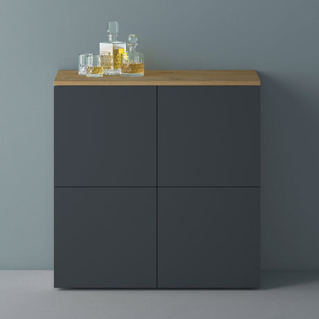 glasvilla Möbel Kommode Aufbewahrungsschrank mit 4 Türen Sideboard Schrank Mehrzweckschrank Schrank04