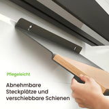 glasvilla -Stöckiges Gewürzregal Küche mit Handyhalter und Utensilientöpfe inkl. 5 Haken, Multifunktional Küchenregal abnehmbar mit Schiene , Küchen Organizer Reglo-09-12