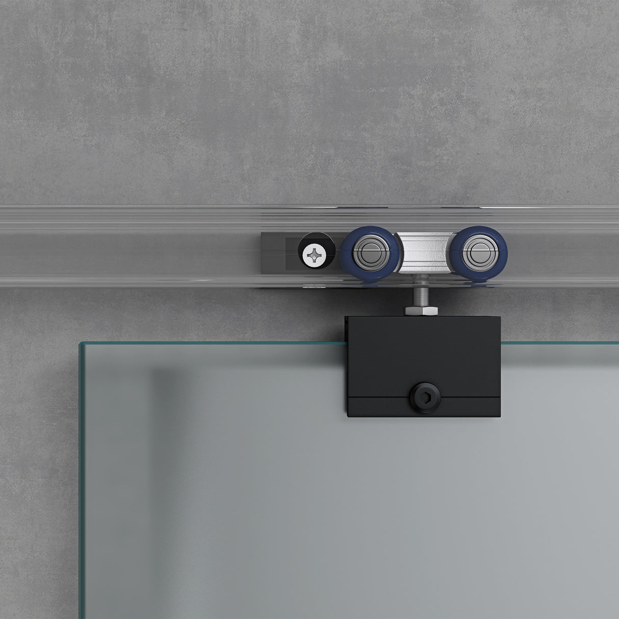 glasvilla Glasschiebetür komplettset,  Griffart: Stangengriff, 25 mm Wandabstand, inkl. Soft-Close, 8mm ESG-Sicherheitsglas Amalfi Schwarz