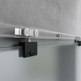 glasvilla Glasschiebetür komplettset, Griffart: Muschelgriff, 15 mm Wandabstand, 8mm ESG-Sicherheitsglas Amalfi Schwarz