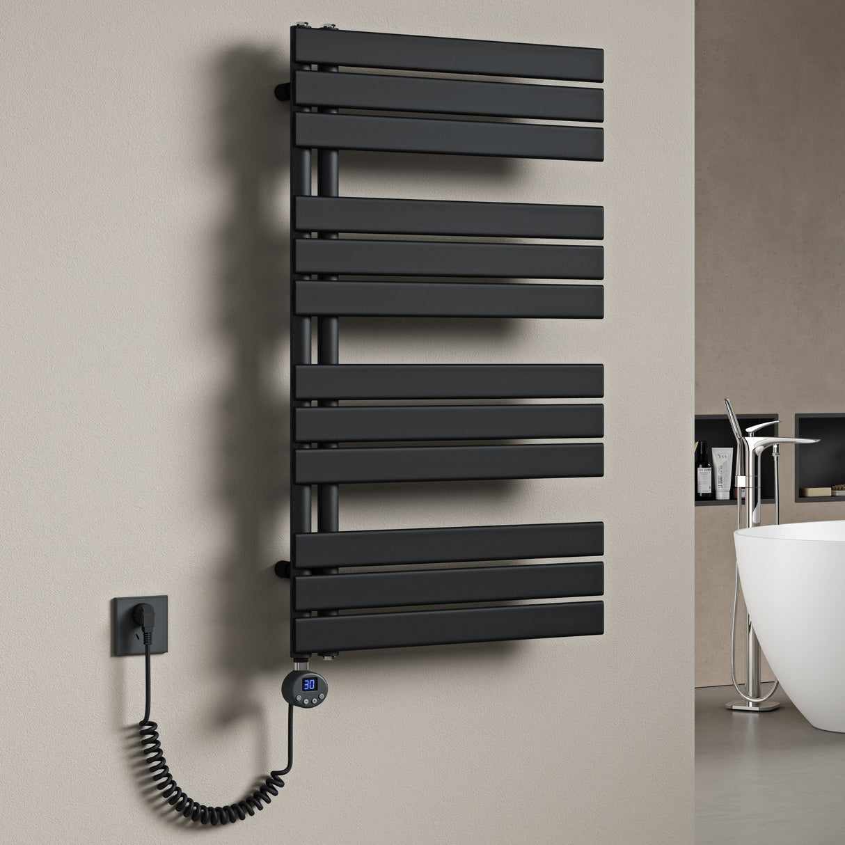 glasvilla Badheizkörper Elektrisch Seitenanschluss Handtuchheizkörper Handtuchhalter Handtuchwärmer Badheizung FN mit Heizstab 02