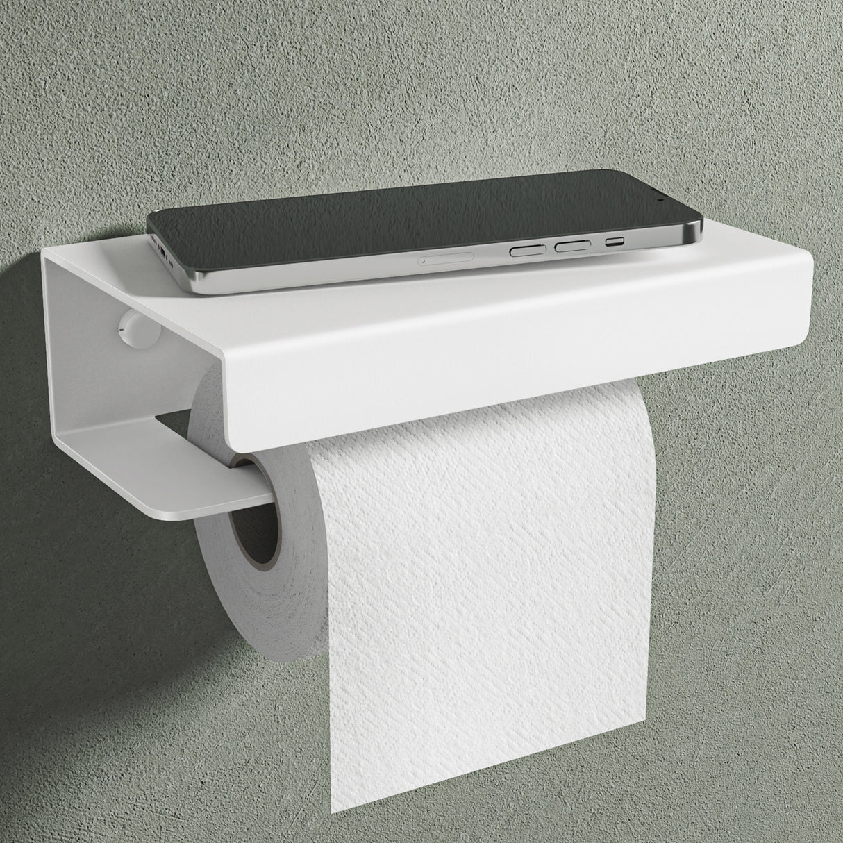 glasvilla Toilettenpapierhalter mit Ablage, Klopapierhalter WC aus Aluminiumlegierung, Toilettenpapier Halterung Rollenhalter  Lino-05