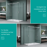 glasvilla Eckdusche Duschkabine Sicherheitsglas 8mm ESG beidseitige NANO-Beschichtung Schiebetür Dusche Ravenna17K
