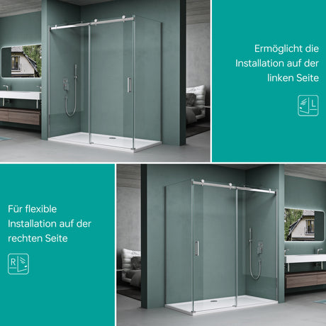 glasvilla Eckdusche Duschkabine Sicherheitsglas 8mm ESG beidseitige NANO-Beschichtung Schiebetür Dusche Ravenna17K
