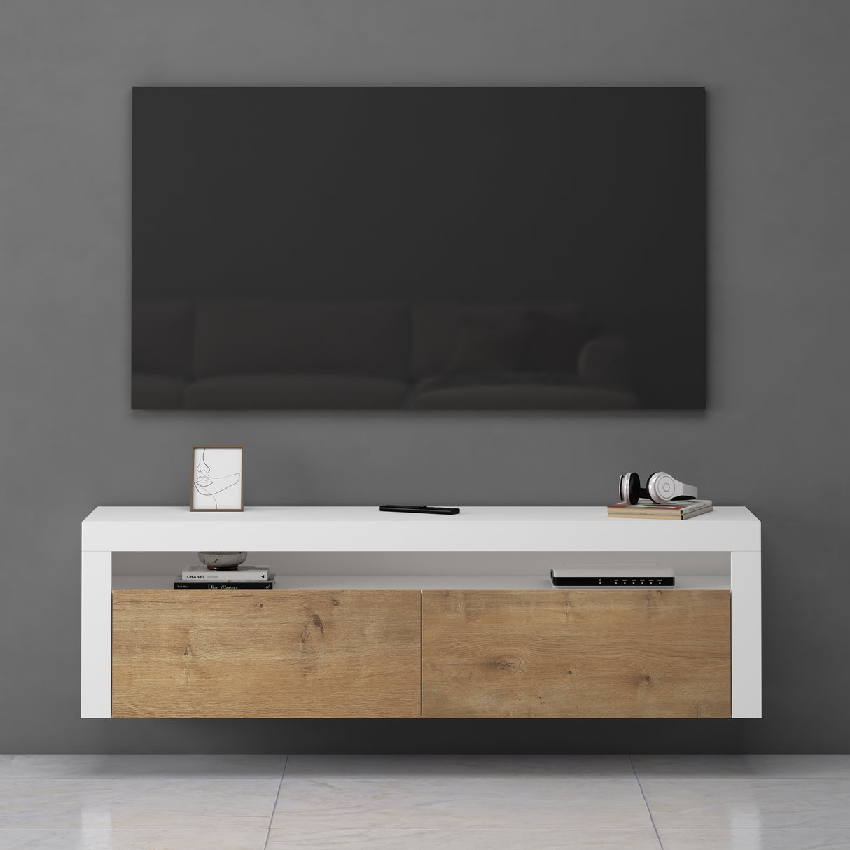 glasvilla Fernsehschrank TV Schrank Lowboard Hängeschrank 2 Türen mit Soft-Close Fernsehtisch für Wohnzimmer BTH: 160x40x46 cm Fernsehschrank01