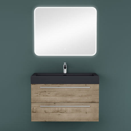 glasvilla Badmöbel-Set Waschbeckenunterschrank Waschtisch mit Unterschrank inkl. Mineralguss-Waschbecken in Anthrazit Quadratto