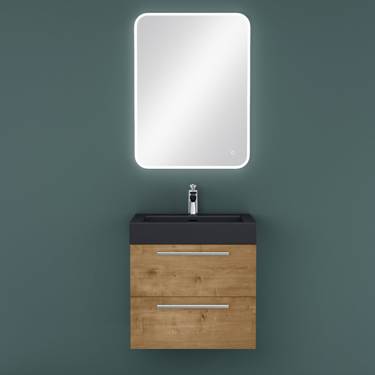 glasvilla Badmöbel-Set Waschbeckenunterschrank Waschtisch mit Unterschrank inkl. Mineralguss-Waschbecken in Anthrazit Quadratto