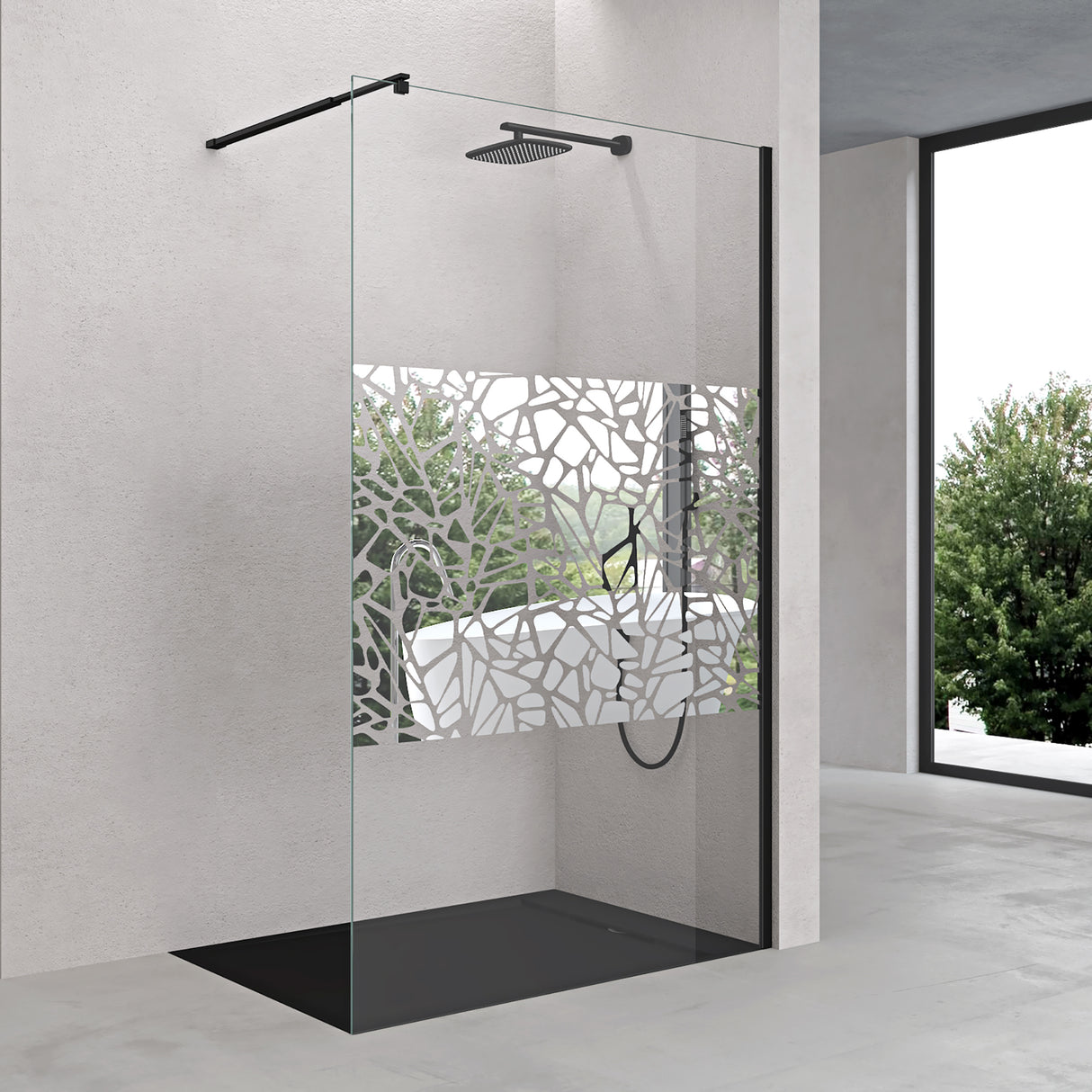 glasvilla Duschwand für Dusche Duschabtrennung Walk-In ESG-Sicherheitsglas 10mm NANO Glas BRAM1&BRAM3 Bremen2 Schwarz