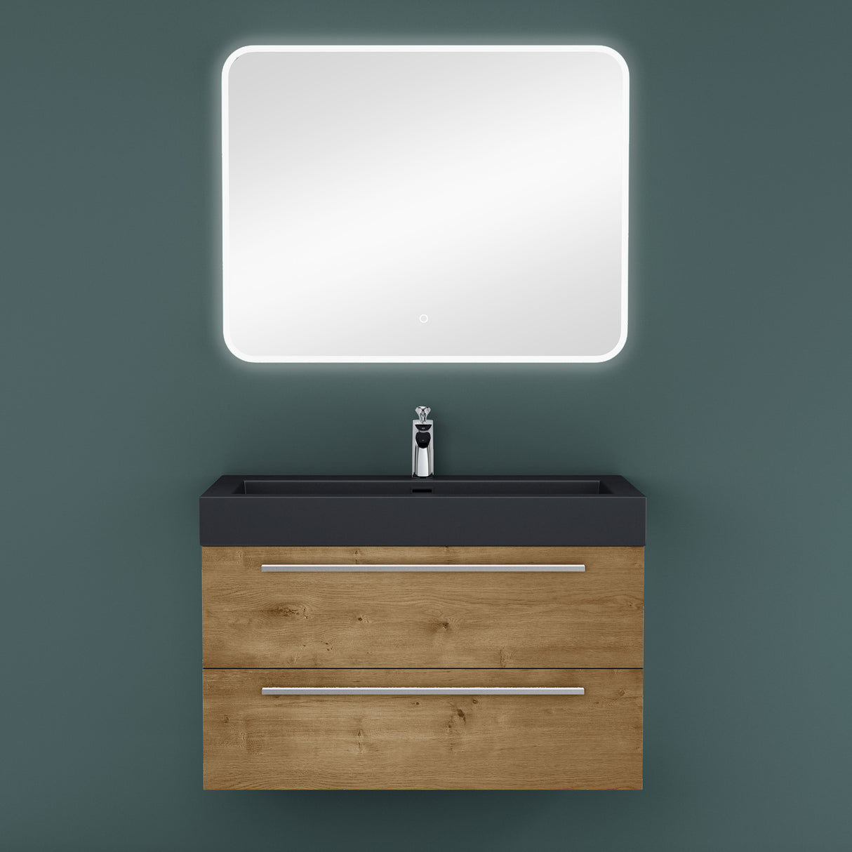 glasvilla Badmöbel-Set Waschbeckenunterschrank Waschtisch mit Unterschrank inkl. Mineralguss-Waschbecken in Anthrazit Quadratto