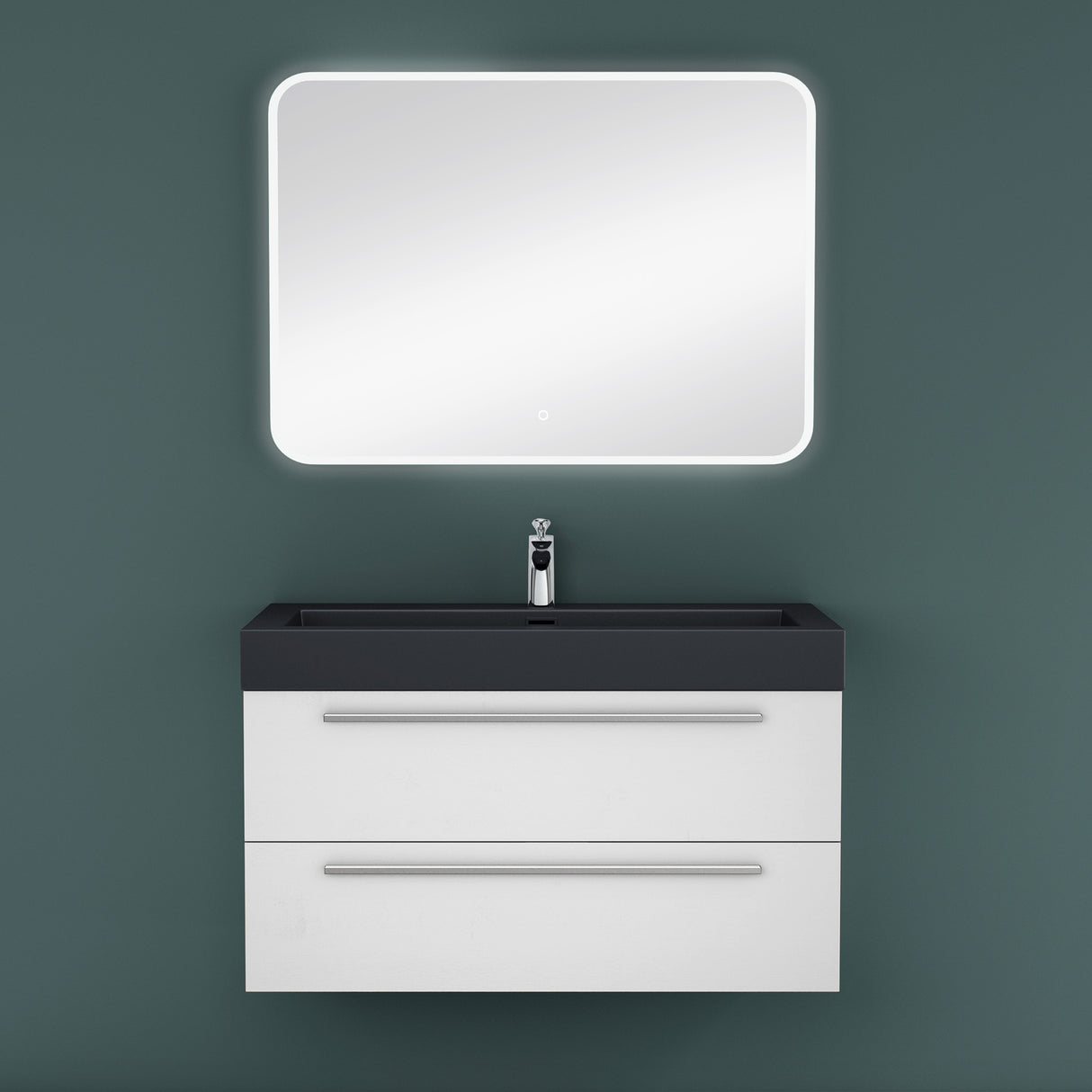 glasvilla Badmöbel-Set Waschbeckenunterschrank Waschtisch mit Unterschrank inkl. Mineralguss-Waschbecken in Anthrazit Quadratto