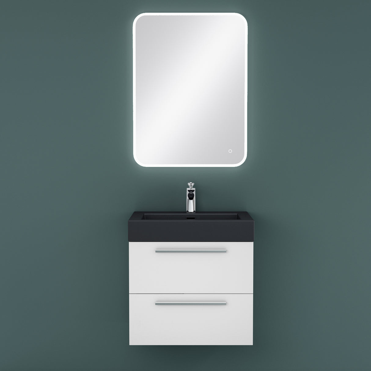 glasvilla Badmöbel-Set Waschbeckenunterschrank Waschtisch mit Unterschrank inkl. Mineralguss-Waschbecken in Anthrazit Quadratto