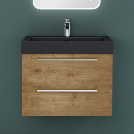 glasvilla Badmöbel-Set Waschbeckenunterschrank Waschtisch mit Unterschrank inkl. Mineralguss-Waschbecken in Anthrazit Quadratto