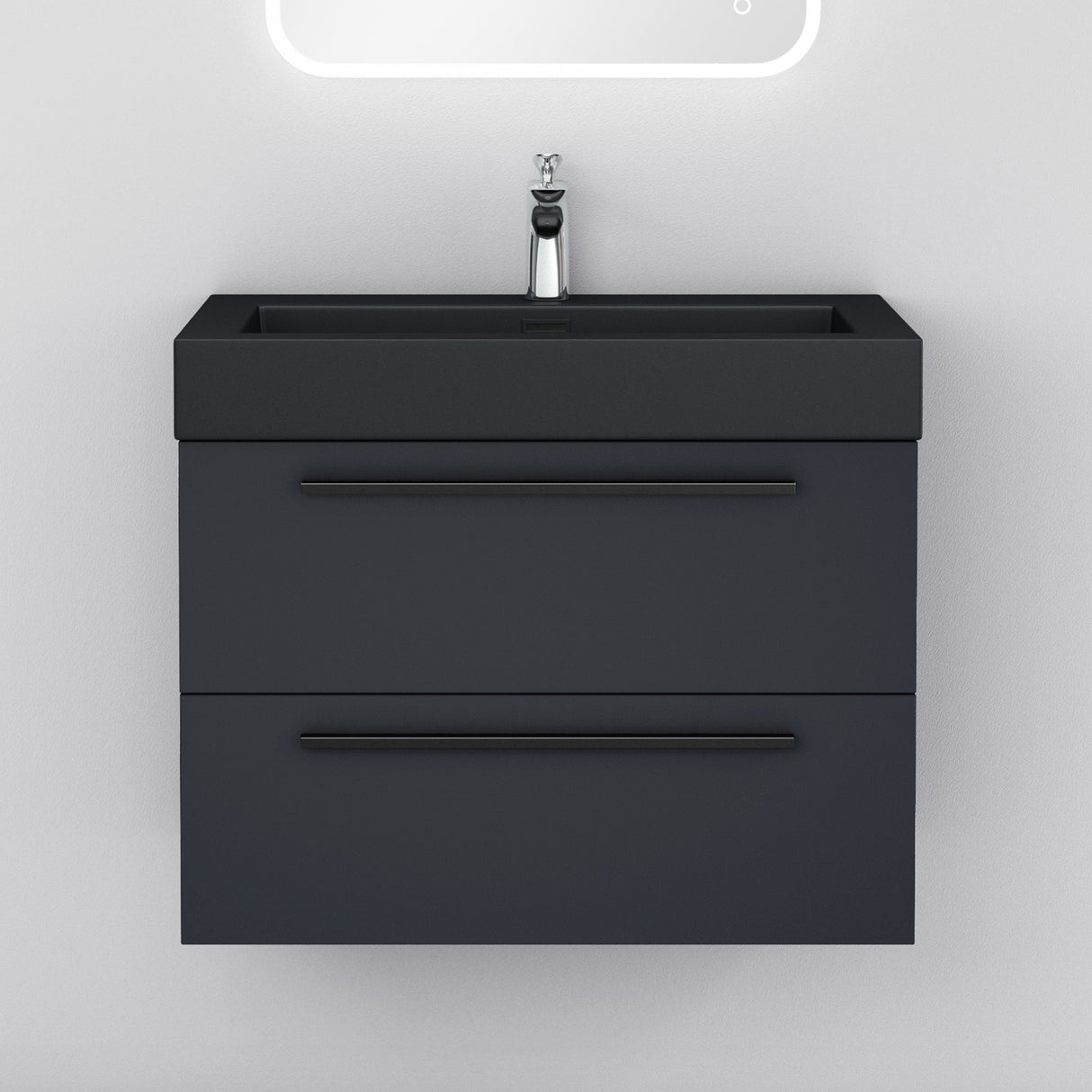 glasvilla Badmöbel-Set Waschbeckenunterschrank Waschtisch mit Unterschrank inkl. Mineralguss-Waschbecken in Anthrazit Quadratto