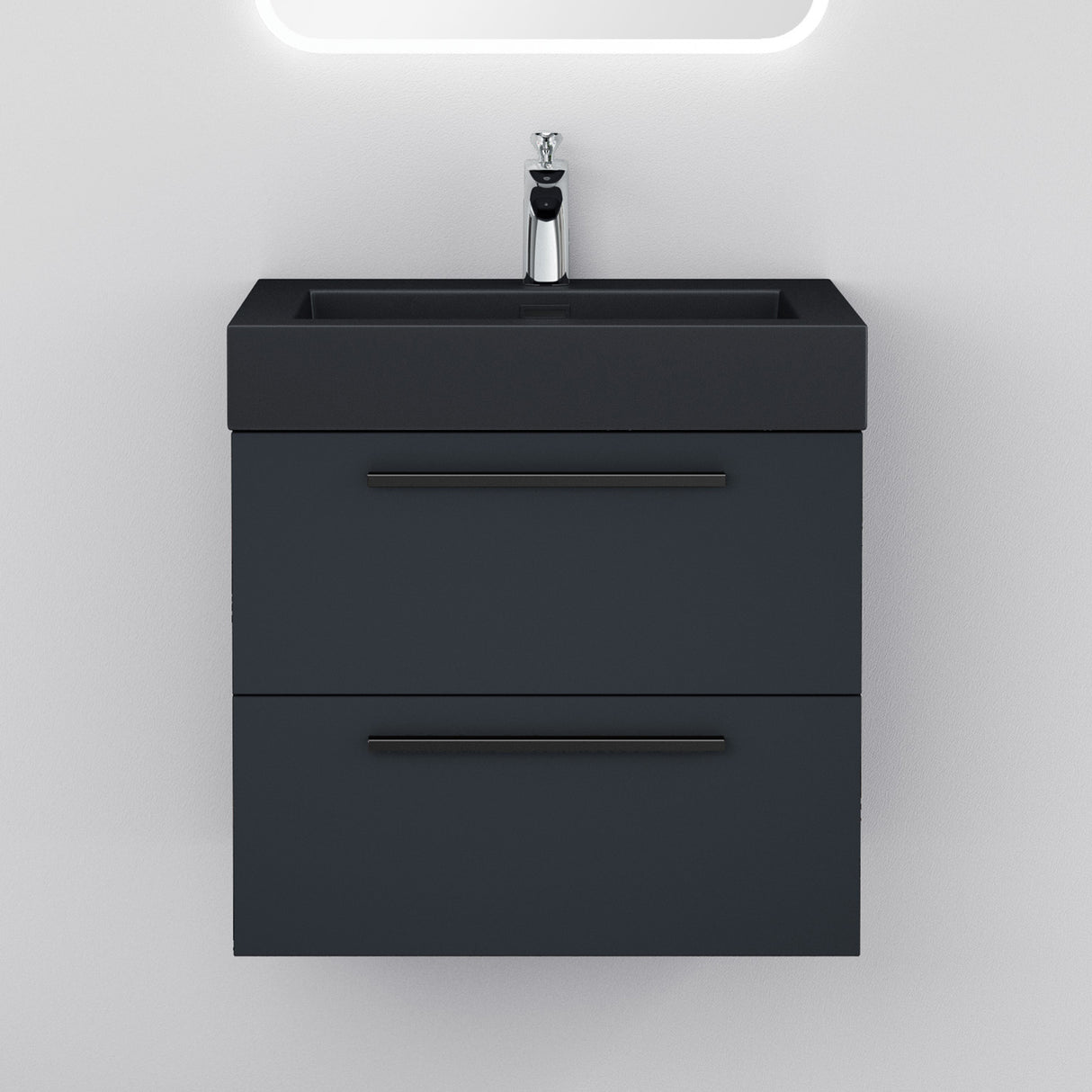 glasvilla Badmöbel-Set Waschbeckenunterschrank Waschtisch mit Unterschrank inkl. Mineralguss-Waschbecken in Anthrazit Quadratto
