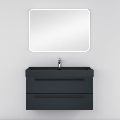 glasvilla Badmöbel-Set Waschbeckenunterschrank Waschtisch mit Unterschrank inkl. Mineralguss-Waschbecken in Anthrazit Quadratto