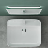 glasvilla Aufsatzwaschbecken eckig Waschschale Waschbecken aus Keramik Weiß mit Armaturloch Brüssel107