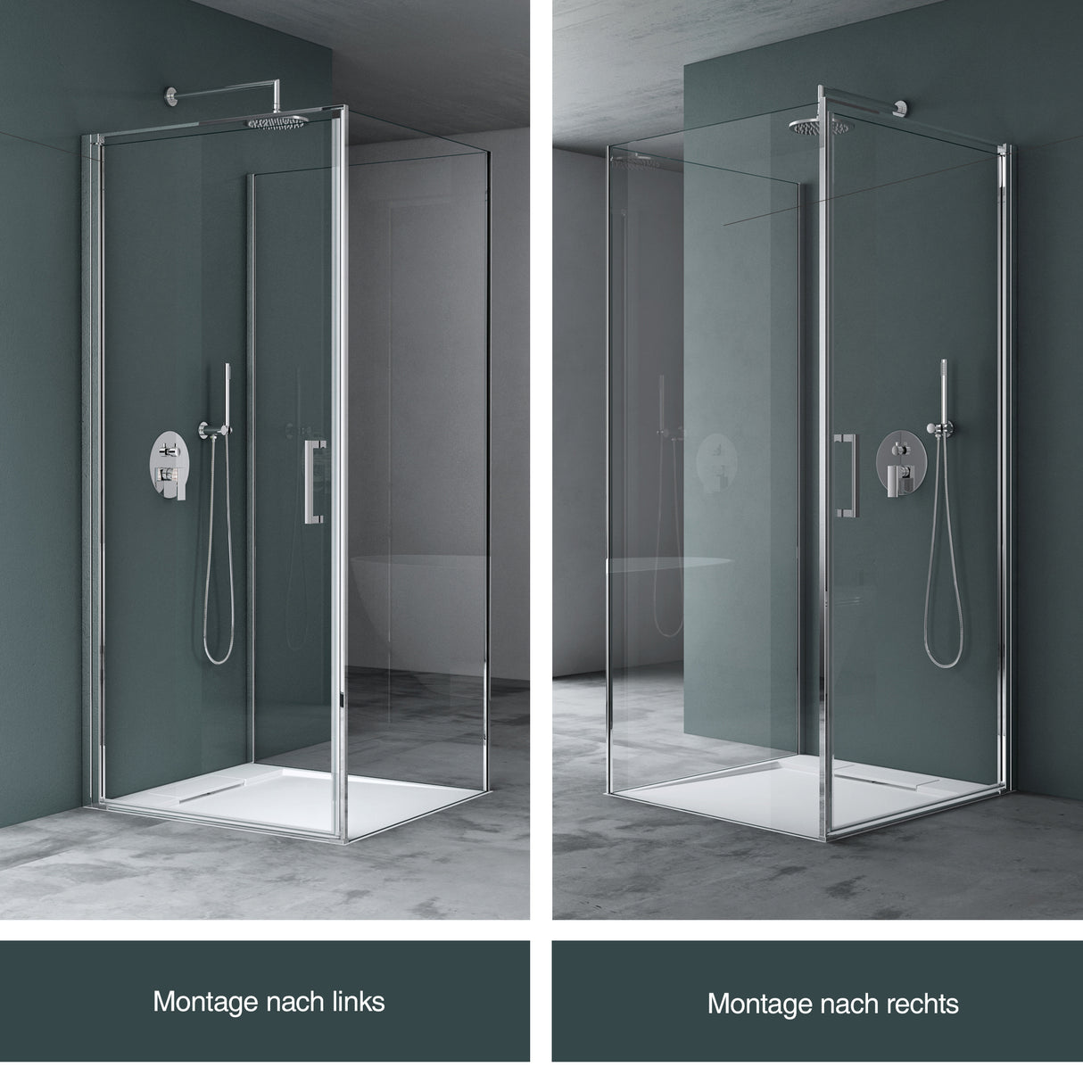 glasvilla Duschkabine U-Form Dusche Duschabtrennung 8mm ESG-Sicherheitsglas Klarglas mit Nano-Beschichtung Ravenna36UK