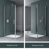 glasvilla Duschkabine U-Form Dusche Duschabtrennung 8mm ESG-Sicherheitsglas Klarglas mit Nano-Beschichtung Ravenna36UK