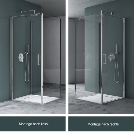 glasvilla Duschkabine U-Form Dusche Duschabtrennung 8mm ESG-Sicherheitsglas Klarglas mit Nano-Beschichtung Ravenna36UK