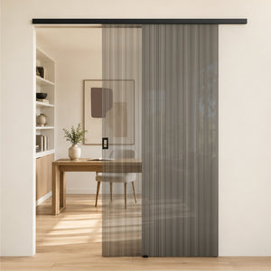 glasvilla Glasschiebetür komplettset Zimmertür Matt Schwarz 8mm ESG-Sicherheitsglas, Schiebetür Glas schwarz gebürstet mit Laufschiene aus Aluminium Muranino-001