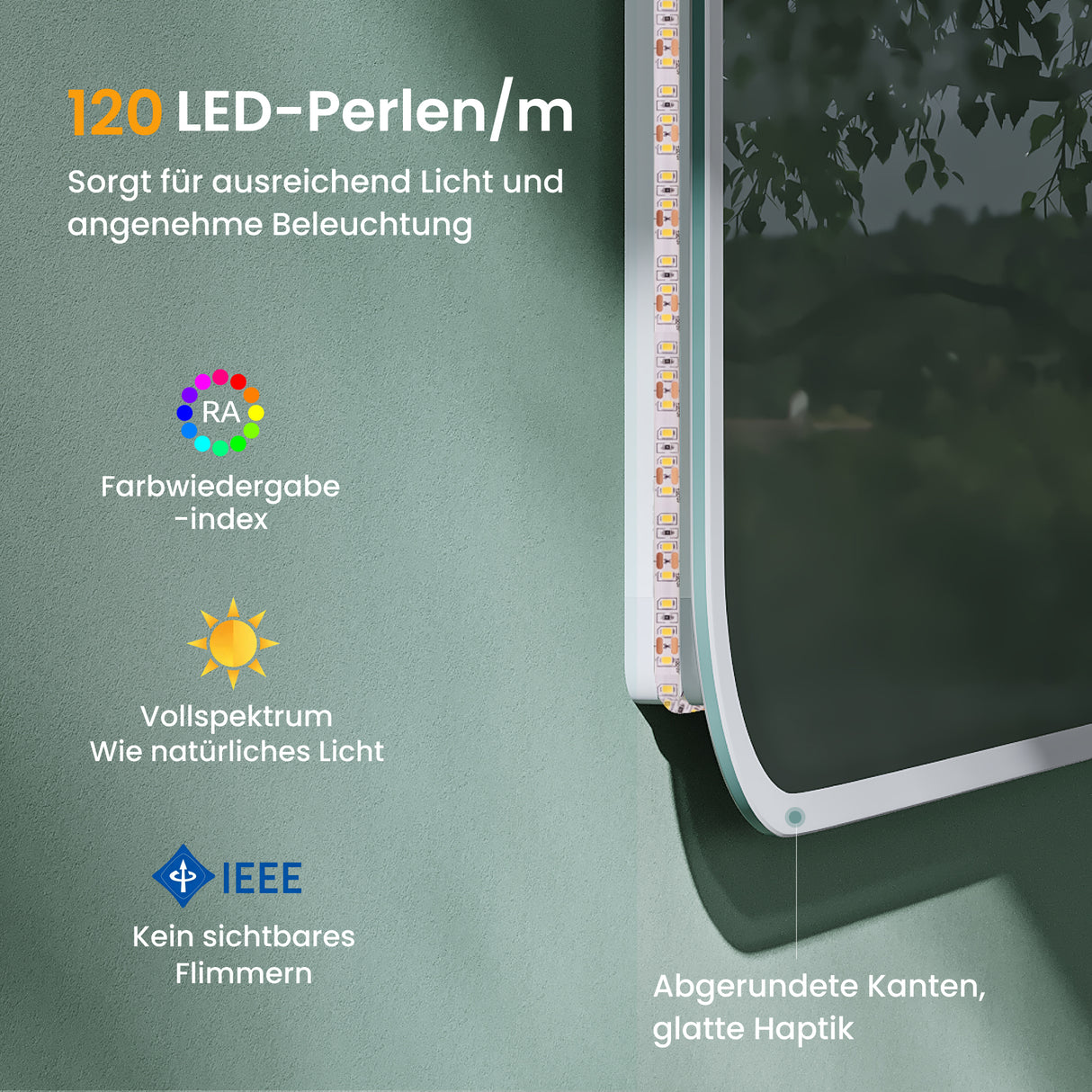 glasvilla Wandspiegel Badezimmer Spiegel LED Bad-Spiegel mit Touchschalter, Beschlagfrei durch Antifog-Schicht Nova-02