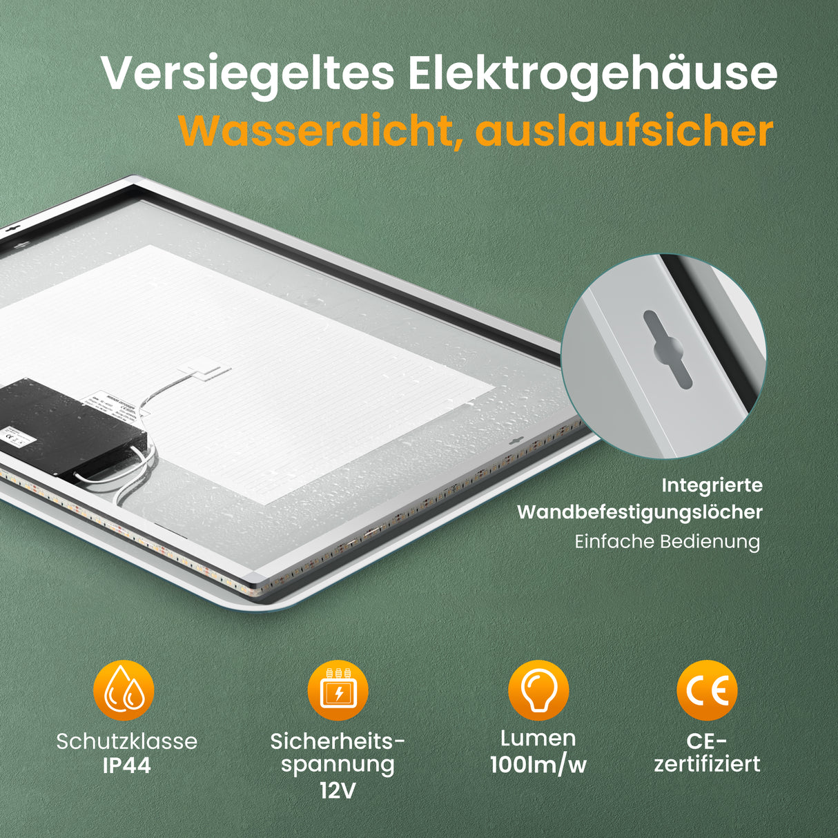 glasvilla Wandspiegel Badezimmer Spiegel LED Bad-Spiegel mit Touchschalter, Beschlagfrei durch Antifog-Schicht Nova-02