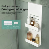 glasvilla Duschablage zum Hängen, Duschregal Ohne Bohren für Glasduschtüren, Hängeregal mit 2 Etagen und 3 Haken, Badezimmer Organizer  Oryne-01