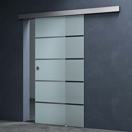 glasvilla Glasschiebetür komplettset Amalfi H: 2050mm, Griffart: Muschelgriff, inkl. Softclose-Automatik, 8mm ESG-Sicherheitsglas