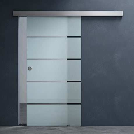 glasvilla Glasschiebetür komplettset Amalfi H: 2050mm, Griffart: Muschelgriff, inkl. Softclose-Automatik, 8mm ESG-Sicherheitsglas