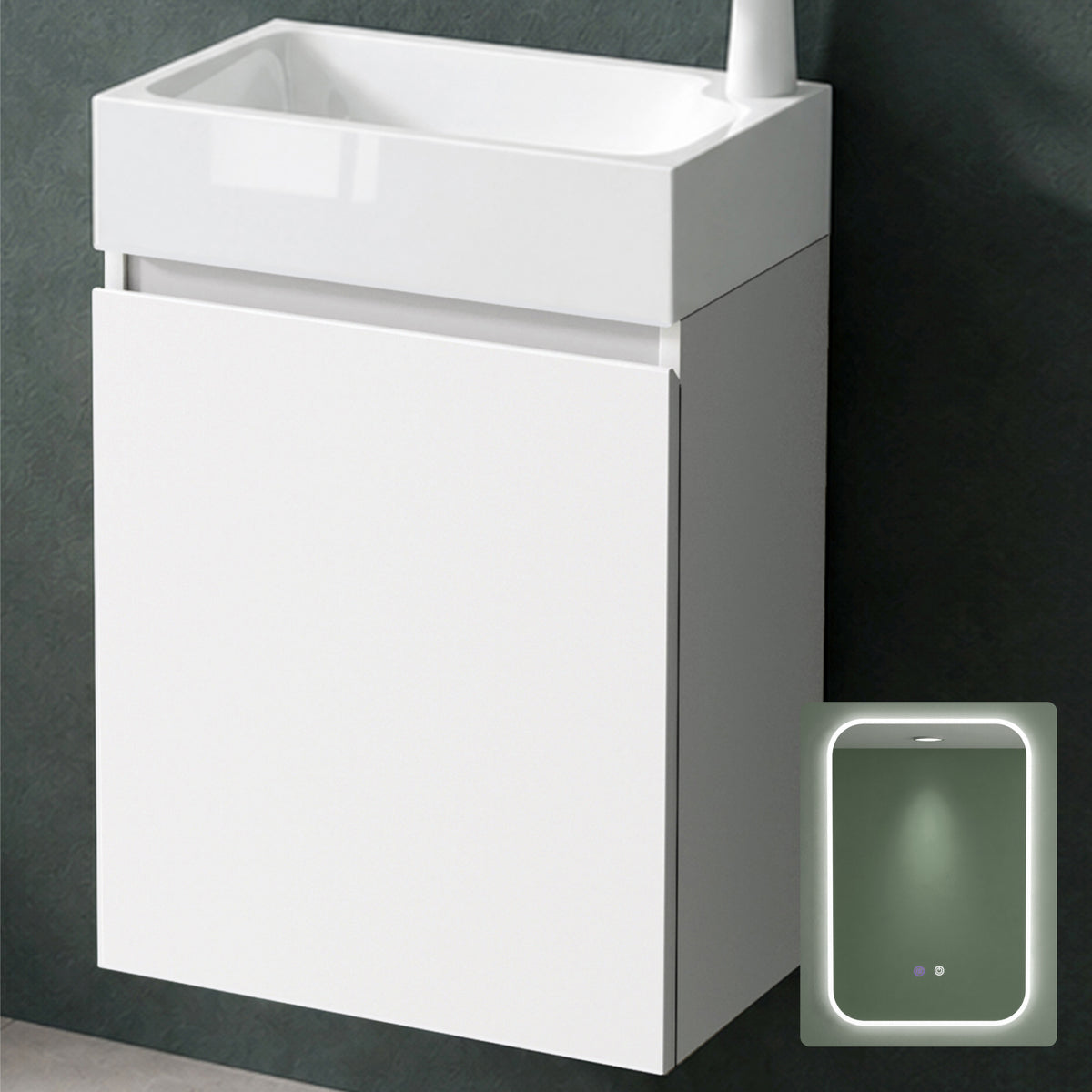 glasvilla Badmöbelset Badezimmermöbel bestehend aus Waschbecken Weiß und Waschbeckenunterschrank BTH: 46x26x63cm Pisa02
