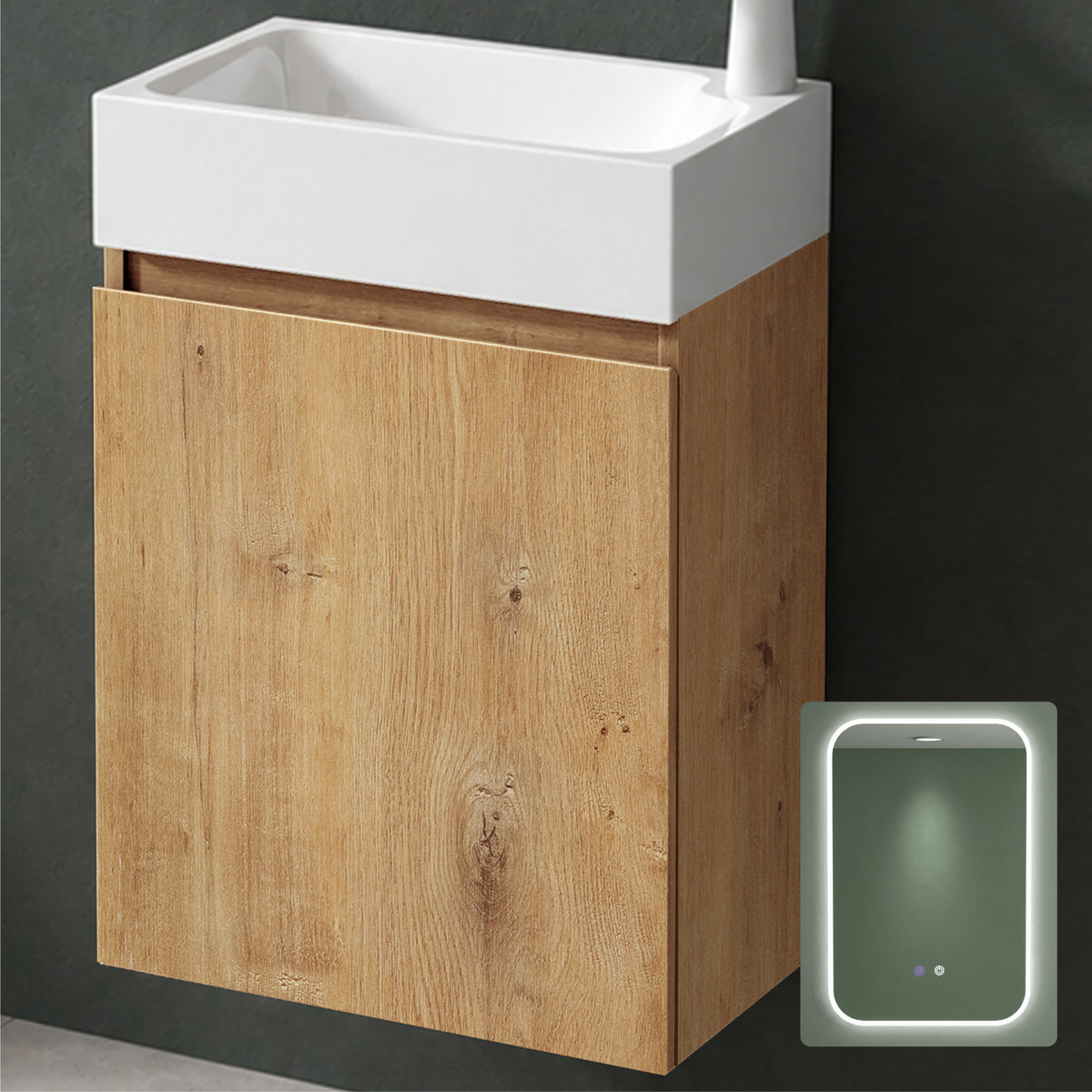 glasvilla Badmöbelset Badezimmermöbel bestehend aus Waschbecken Weiß und Waschbeckenunterschrank BTH: 46x26x63cm Pisa02