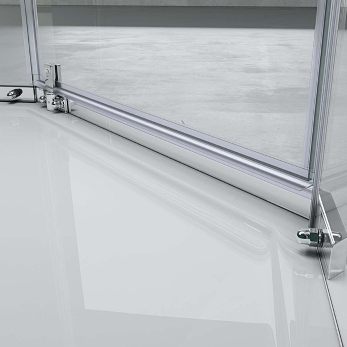 glasvilla Fünfeck-Duschkabine mit Duschtasse Duschwand Echtglas ebenerdige Montage möglich 8mm ESG Dusche Ravenna08