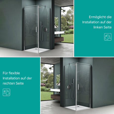 glasvilla Duschkabine Hebe-Senk-Mechanismus 8mm Klarglas ESG-Sicherheitsglas Nano-Beschichtung Rav36-Plus
