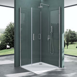 glasvilla Duschkabine Eckeinstieg Hebe-Senk Mechanismus Duschabtrennung ESG-Sicherheitsglas Lotus-Effekt Faltbar Ravenna24