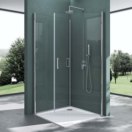 glasvilla Duschkabine Eckeinstieg Hebe-Senk Mechanismus Duschabtrennung ESG-Sicherheitsglas Lotus-Effekt Faltbar Ravenna24