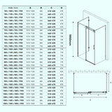 Cabine de douche sans cadre en forme de U Glasvilla, 195 cm, porte coulissante, paroi de douche, verre de sécurité trempé 8 mm, verre nano clair, fixation en 4 points, compatible avec les parois de douche Rav17-2UK