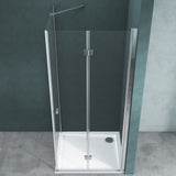 glasvilla Duschkabine Falttür 180° Klappbar & Faltbar Mit Hebe- und Senkmechaniamus Lotus-Effekt NANO Eckeinstieg R27