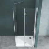 glasvilla Duschkabine Falttür 180° Klappbar & Faltbar Mit Hebe- und Senkmechaniamus Lotus-Effekt NANO Eckeinstieg R27