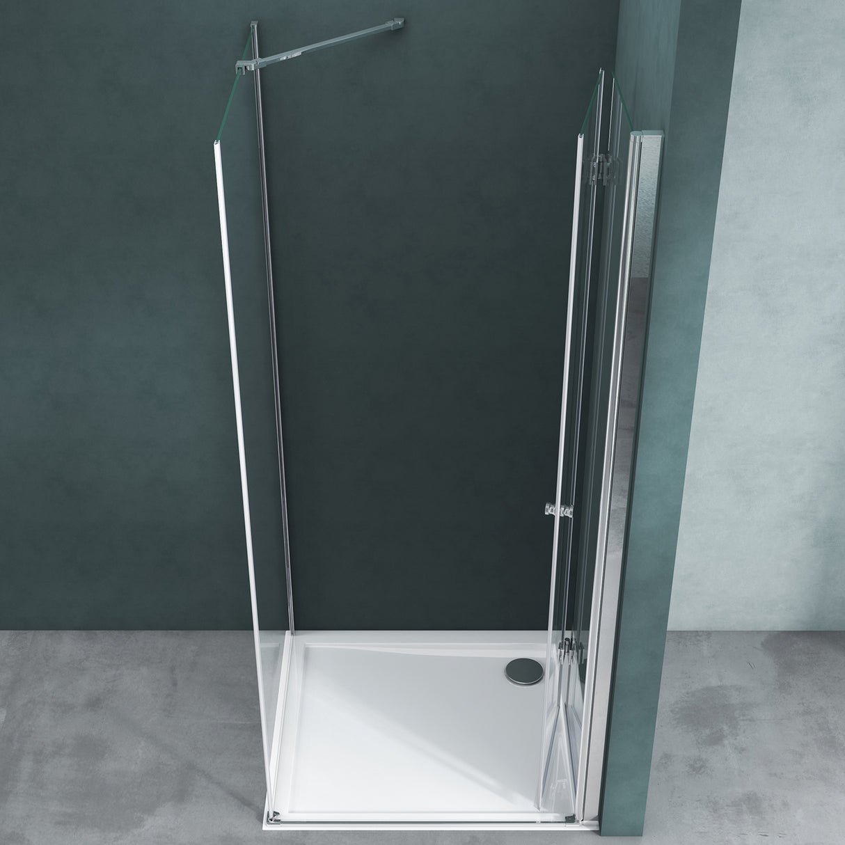 glasvilla Duschkabine Falttür 180° Klappbar & Faltbar Mit Hebe- und Senkmechaniamus Lotus-Effekt NANO Eckeinstieg R27