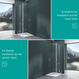 glasvilla Duschkabine Falttür 180° Klappbar & Faltbar Mit Hebe- und Senkmechaniamus Lotus-Effekt NANO Eckeinstieg R27