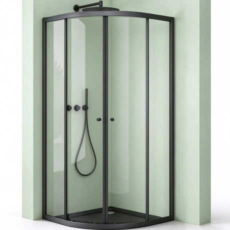 glasvilla Cabine de Douche en Quart de Cercle avec 2 Portes Coulissantes en Verre de Sécurité ESG Nano-Revêtement Ravenna32K
