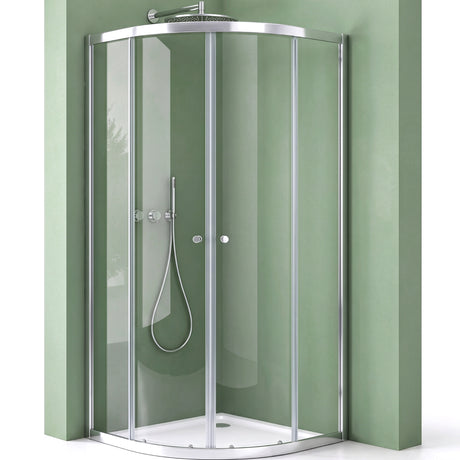 glasvilla Cabine de Douche en Quart de Cercle avec 2 Portes Coulissantes en Verre de Sécurité ESG Nano-Revêtement Ravenna32K