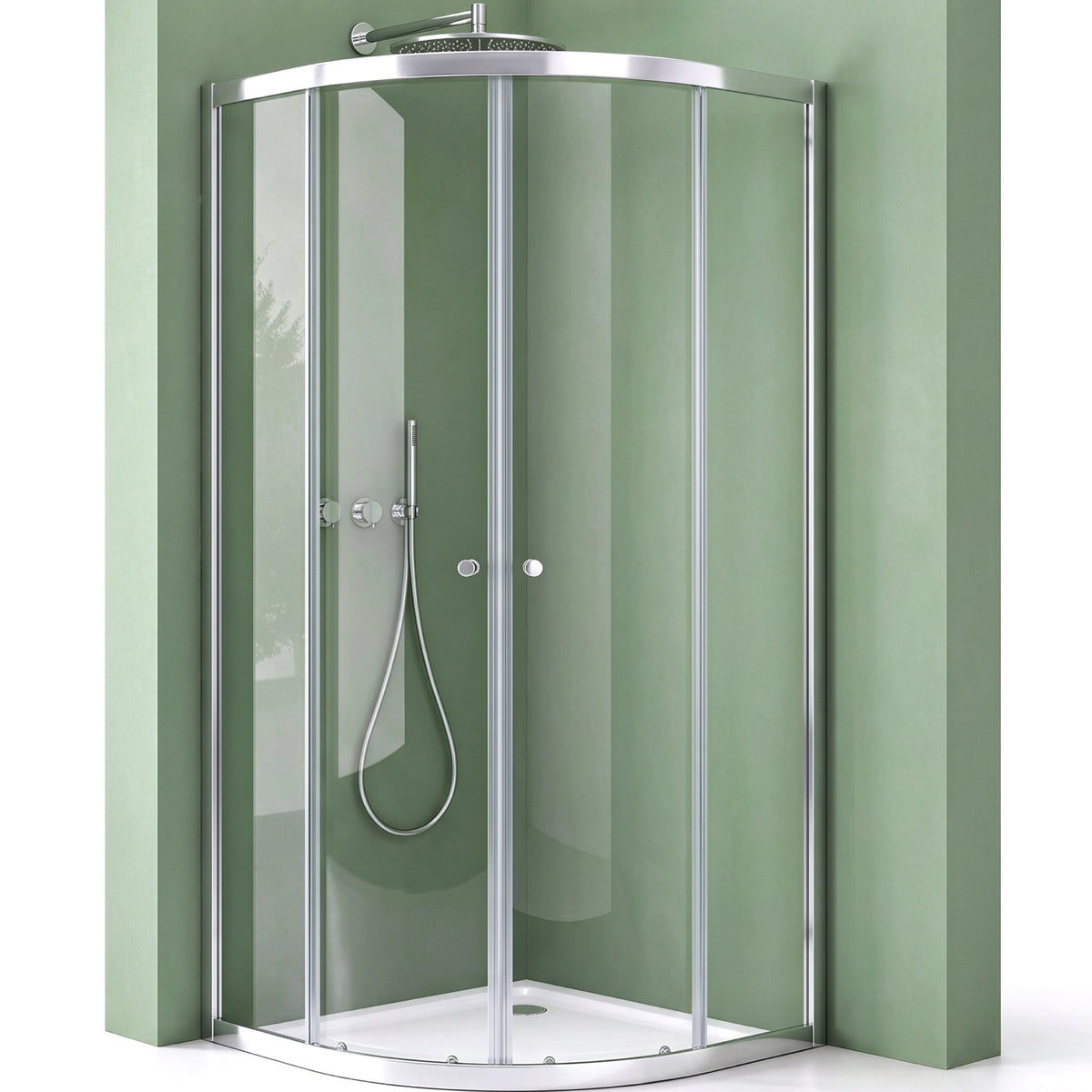 glasvilla Duschkabine viertelkreis Dusche Duschabtrennung mit 2 Schiebetüren ESG-Sicherheitsglas Nano-Beschichtung Ravenna32K
