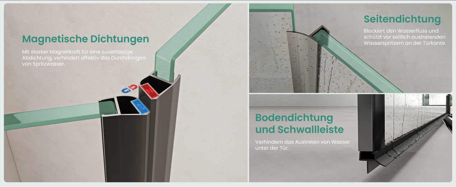glasvilla Fünfeckdusche mit Drehtür Duschkabine Eckdusche 8mm ESG-Sicherheitsglas Nano-Beschichtung Duschabtrennung Ravenna68K-Plus
