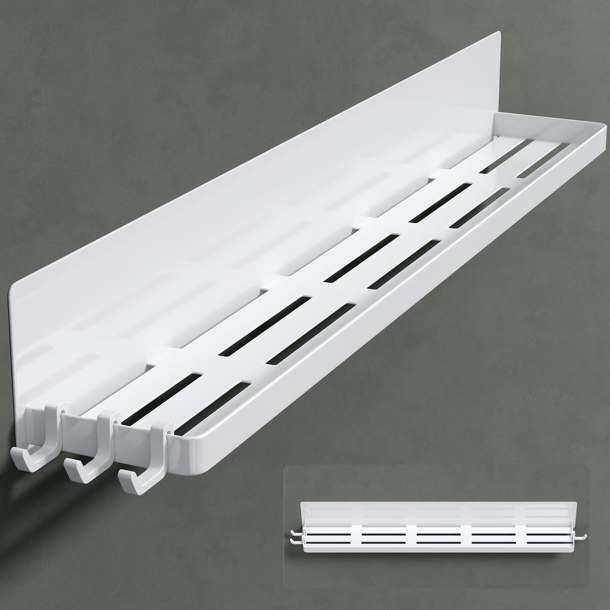 glasvilla Mensola da Parete Multifunzionale Senza Foratura, Mensola Magnetica per Doccia in Acciaio al Carbonio con Strato Antiruggine per Bagno e Cucina, 60cm, Reglo-01