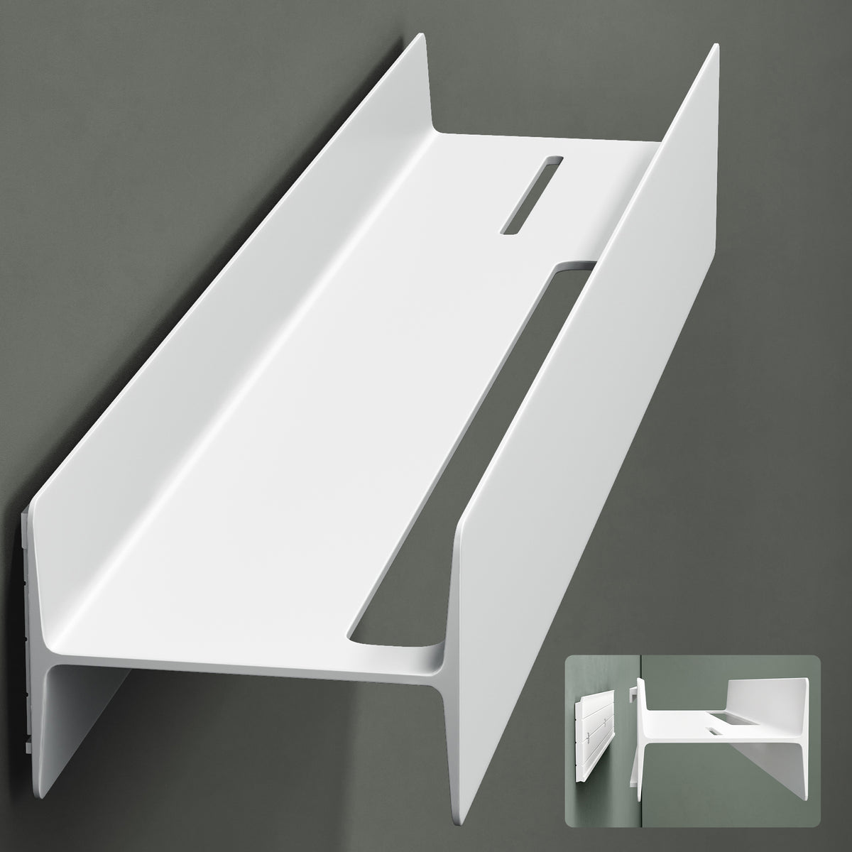 glasvilla Étagère de douche à percer ou à coller Étagère de douche de salle de bain 40cm Étagère murale de salle de bain Organisateur de salle de bain Reglo-03