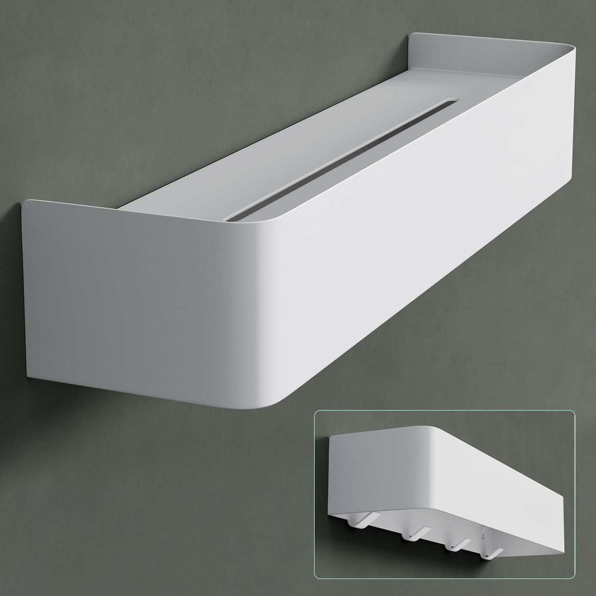 glasvilla Duschablage zum Bohren oder Kleben, Duschregal mit Haken, Badablage zur Wandmontage, Badezimmer Organizer Reglo-05