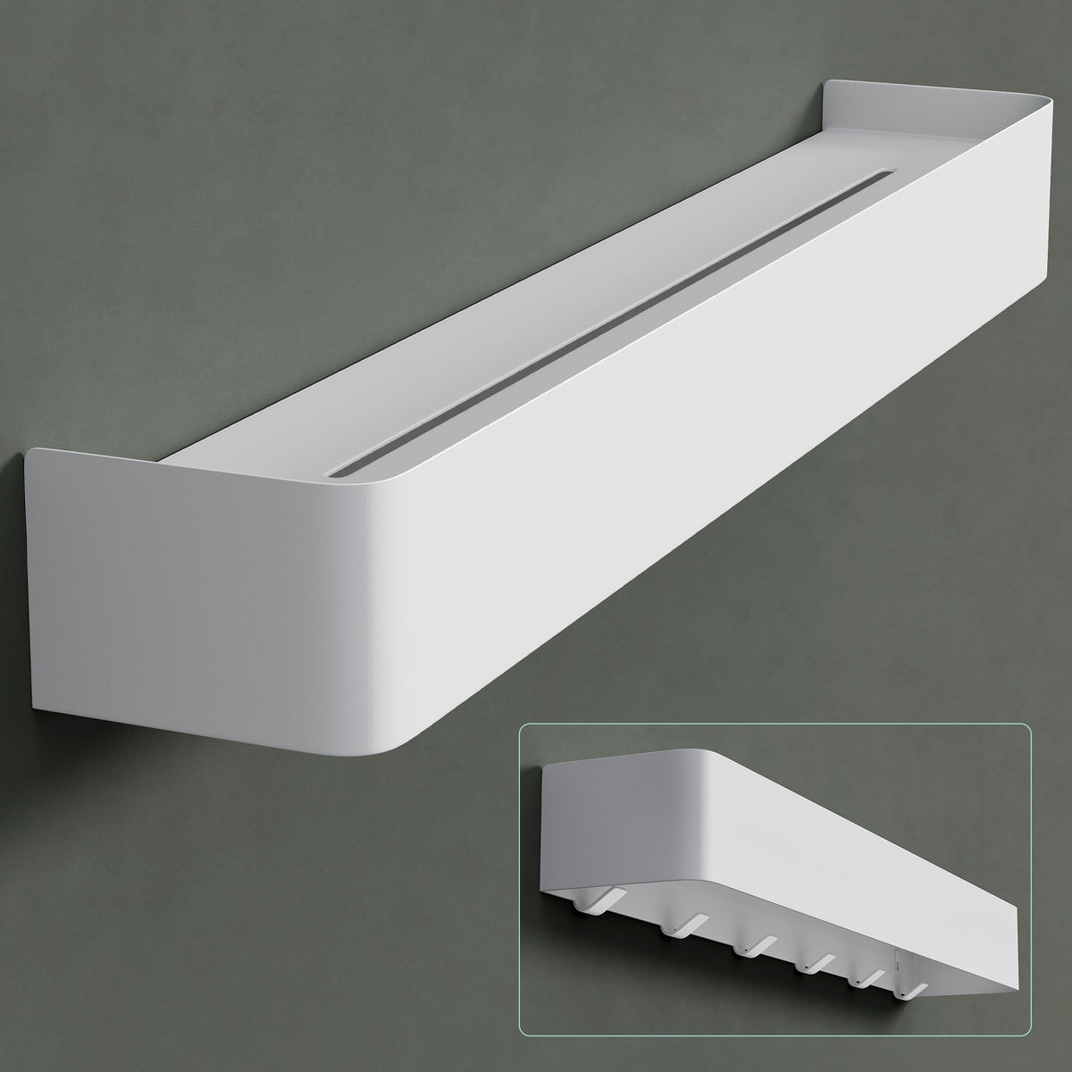 glasvilla Duschablage zum Bohren oder Kleben, Duschregal mit Haken, Badablage zur Wandmontage, Badezimmer Organizer Reglo-05