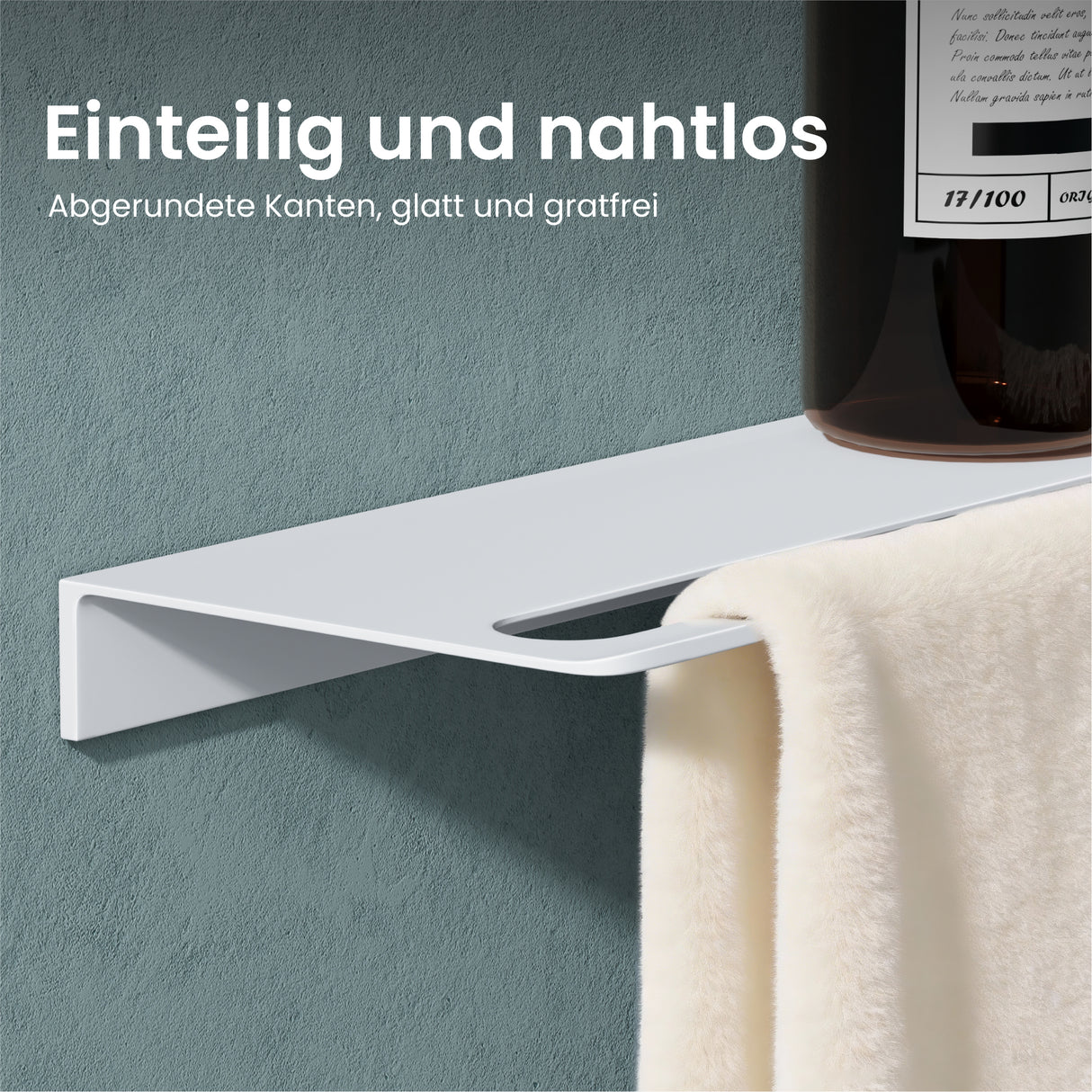 Estante de Ducha Glasvilla Reglo-06 Aluminio Premium 2-en-1 con Toallero (Atornillable o Adhesivo)